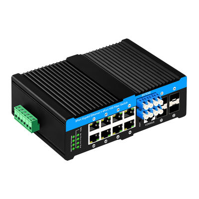 12 portas 10G L2/L3 gerenciado POE+ switch switch de bypass óptico 4*10G sfp +8 RJ45 din-rail Ethernet switch