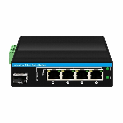 5 Portos Interruptor de Rede Industrial Poe DC12/24/48V Entrada 1SFP+4RJ45 Interruptor Ethernet Gigabit