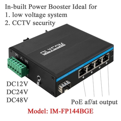 5 Portos Interruptor de Rede Industrial Poe DC12/24/48V Entrada 1SFP+4RJ45 Interruptor Ethernet Gigabit
