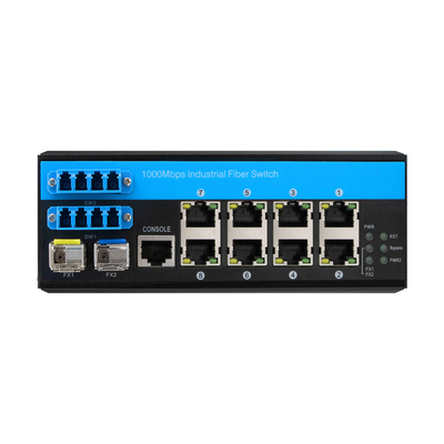 8 Port Industrial Bypass Managed Ethernet Switch 2.5G Proteção de Fibra Óptica Chip Vitesse