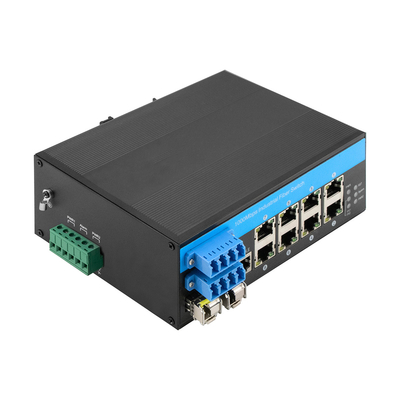 8 Port Industrial Bypass Managed Ethernet Switch 2.5G Proteção de Fibra Óptica Chip Vitesse
