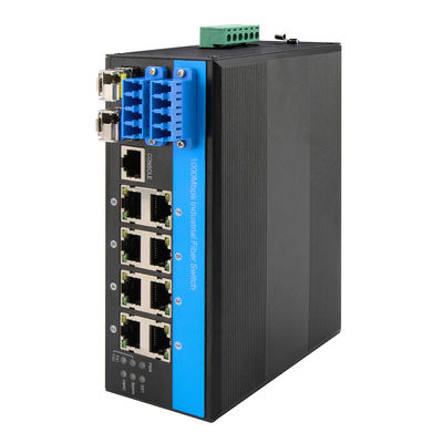 8 Port Bypass Managed Ethernet Switch 2.5G Proteção óptica industrial de fibra DIN montada