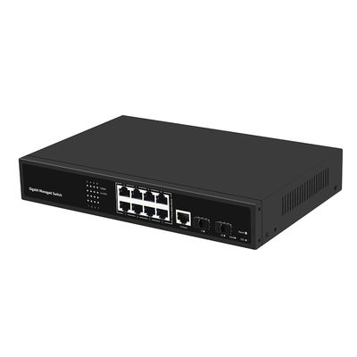 Switch de Rede Gigabit Gerenciado de 8 Portas Baseado em Realtek Uplink de Fibra SFP Entrada AC CE Sem Ventoinha
