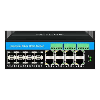 16 portas gerenciadas Gigabit Poe Switch Din-rail Switch de rede 8RJ45 + 8SFP com 4 * RS485 + 2 * CAN BUS