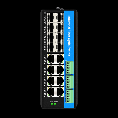 16 portas gerenciadas Gigabit Poe Switch Din-rail Switch de rede 8RJ45 + 8SFP com 4 * RS485 + 2 * CAN BUS