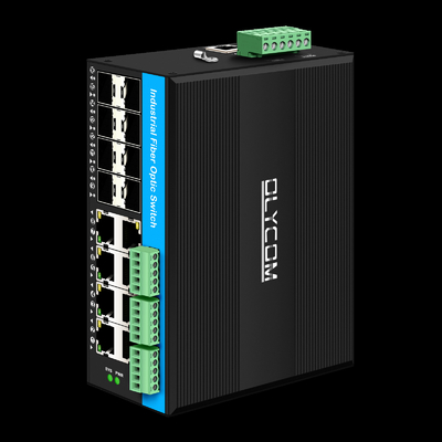 16 portas gerenciadas Gigabit Poe Switch Din-rail Switch de rede 8RJ45 + 8SFP com 4 * RS485 + 2 * CAN BUS