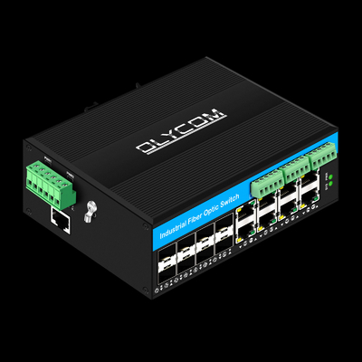 16 portas gerenciadas Gigabit Poe Switch Din-rail Switch de rede 8RJ45 + 8SFP com 4 * RS485 + 2 * CAN BUS
