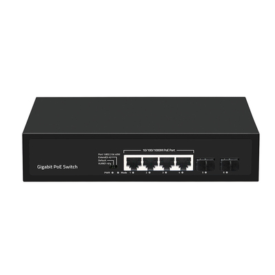 4 portas Gigabit SFP Fiber PoE Switch 60W Budget com extensão VLAN de 250 metros