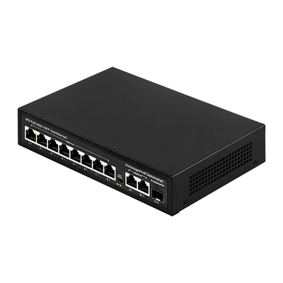 120W PoE Switch 8 Portes Ethernet Rápido Não Gerenciado Com Entrada AC SFP Fibra Uplink