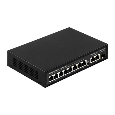 120W PoE Switch 8 Portes Ethernet Rápido Não Gerenciado Com Entrada AC SFP Fibra Uplink