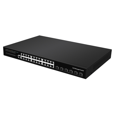 24 portas 2.5G Ethernet L3 Switch gerenciado com 10G Fiber Uplink Single AC Input
