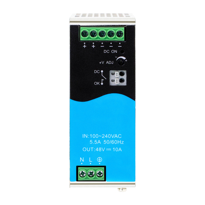 Fornecimento de energia de 480W DIN Rail 48V 10A Entrada AC/DC larga com PFC DC ativo OK