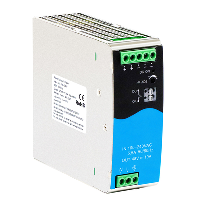 Fornecimento de energia de 480W DIN Rail 48V 10A Entrada AC/DC larga com PFC DC ativo OK