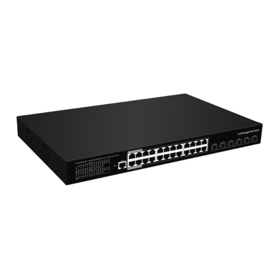24 portas 2.5G PoE Switch 10G Fiber Uplink L3 Ethernet gerenciado 400W Budget AC Input