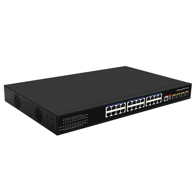 24 Portos PoE Switch 10G Fiber300W Budget USB Console L3 Gerenciada entrada AC