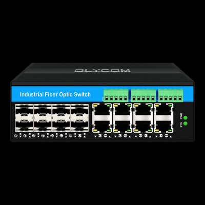 16 Portes gerenciados Industrial Ethernet Switch 8RJ45 + 8SFP POE Switch com 4 * RS485 + 2 * CAN BUS