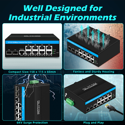8 portas Gigabit Managed Poe Switch Industrial Ethernet Switch com 2SFP+8 RJ45