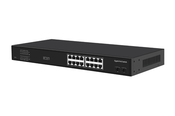 16 portas Gigabit Ethernet Switch Af/at Poe Switch AC 100-240V Entrada de energia