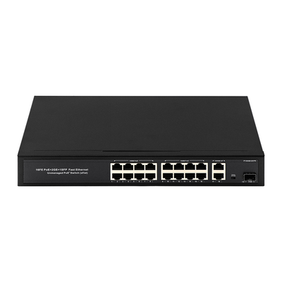 16 portas Gigabit Poe Switch Fibra de rede Switch Extensão 250m 300W