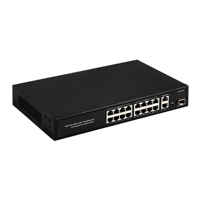16 portas Gigabit Poe Switch Fibra de rede Switch Extensão 250m 300W
