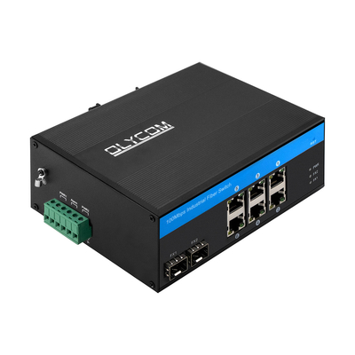 8 Port Fast Ethernet Industrial Network Switch não gerenciado SFP Fibra Din Rail montado CE