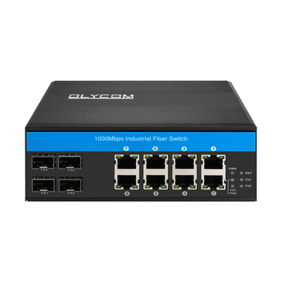 12 Portes Switch Ethernet Industrial Din Switch de rede 4SFP+8RJ45 DC12-52V Dual Power Supply