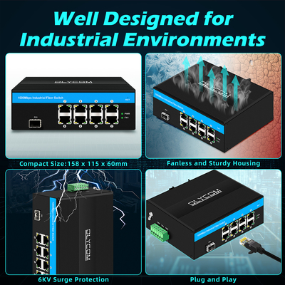 8 portas Gigabit Switch Industrial Ethernet Switch IP40 OEM Fábrica