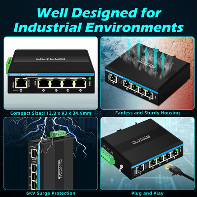 5 Portos Gigabit Switch E-Mard Certificado Industrial Ethernet Switch