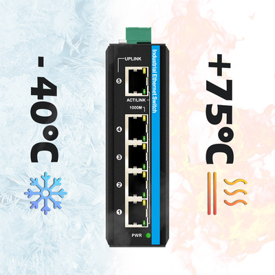 Comutador de rede industrial de 5 portas Gigabit CE E-Mark Certificado não gerenciado DIN montado