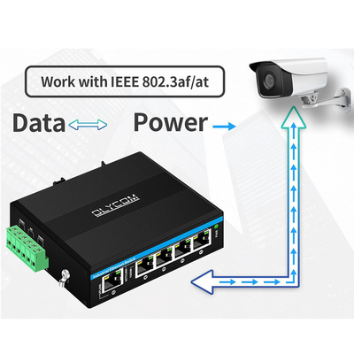 Comutador PoE com energia solar ou bateria de 4 portas Gigabit Network Dual 12V/24V/48VDC Input CE