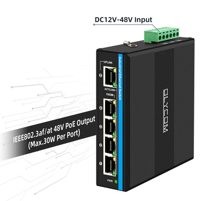 Comutador PoE com energia solar ou bateria de 4 portas Gigabit Network Dual 12V/24V/48VDC Input CE
