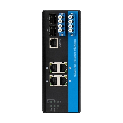 Switch Industrial Gerenciado L2 com Função Bypass 2*2B Conector SM LC para Proteção de Linha Óptica