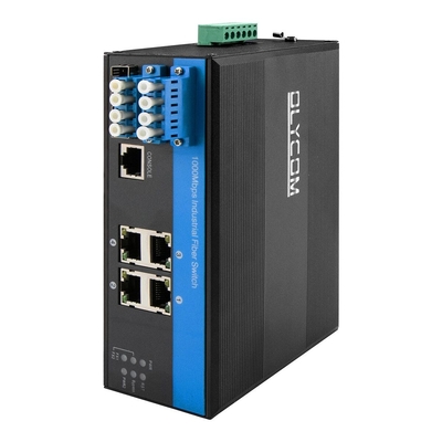Switch Industrial Gerenciado L2 com Função Bypass 2*2B Conector SM LC para Proteção de Linha Óptica