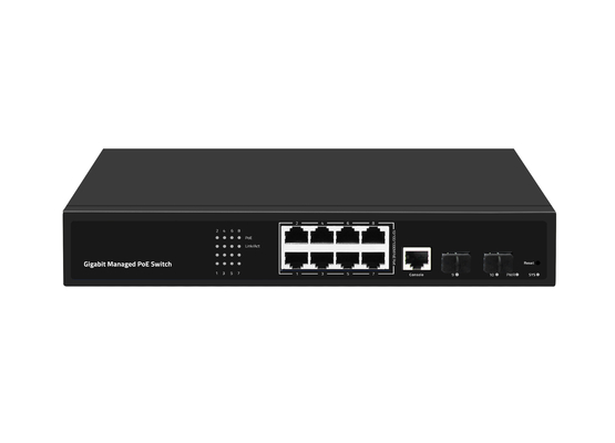 Interruptor Gigabit 8 portas POE gerenciado de fibra Ethernet 120W AC100-240V Input