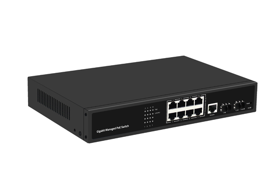 Interruptor Gigabit 8 portas POE gerenciado de fibra Ethernet 120W AC100-240V Input