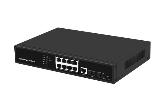 Interruptor Gigabit 8 portas POE gerenciado de fibra Ethernet 120W AC100-240V Input