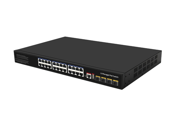 10G 24 Port Poe Switch L3 Gerenciado Ethernet Fiber Switch 400W 4*10G Fiber Ports+24*RJ45 POE Ports