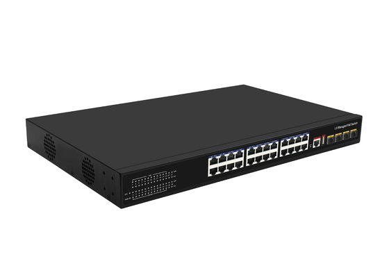 10G 24 Port Poe Switch L3 Gerenciado Ethernet Fiber Switch 400W 4*10G Fiber Ports+24*RJ45 POE Ports
