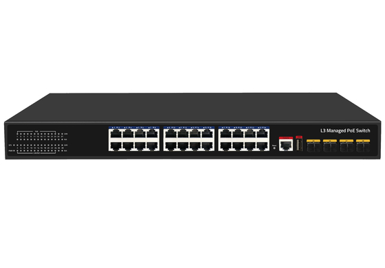 10G 24 Port Poe Switch L3 Gerenciado Ethernet Fiber Switch 400W 4*10G Fiber Ports+24*RJ45 POE Ports