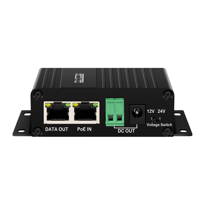 Gigabit 30W PoE Splitter com saída DC12V/24V comutável para câmaras de segurança, AP sem fio, sistemas de controle de acesso.
