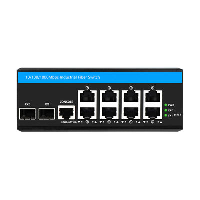 Interruptor Ethernet gerenciado industrial de 10 portas Gigabit Network DC12V DC24V IP40