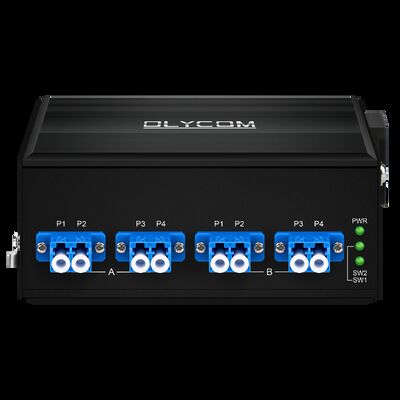 Interruptor de desvio de fibra óptica com conector LC/SC de entrada de energia dupla AC/DC e tipo de fibra SM/MM para alta fiabilidade