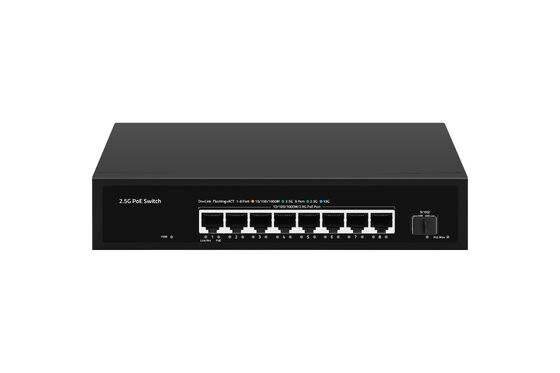Switch PoE de 8 portas 2.5G com uplink SFP de 10G, orçamento de 100W, não gerenciado, alimentado por 220V
