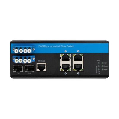 Switch de Bypass de Fibra PoE Industrial 4 Portas L2 Gerenciado Baseado em Vitesse Case Robusto DIN