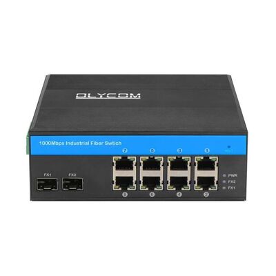 8 Portos Rugged Gigabit PoE Switch SFP Fiber Uplink Rede não gerenciada CE Sem ventilador