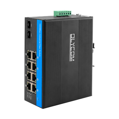 8 Portos Rugged Gigabit PoE Switch SFP Fiber Uplink Rede não gerenciada CE Sem ventilador