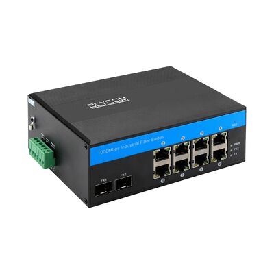 8 Portos Rugged Gigabit PoE Switch SFP Fiber Uplink Rede não gerenciada CE Sem ventilador