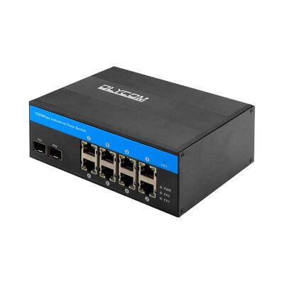 Switch Gigabit Fibra Industrial 8 Portas SFP Uplinks 1G Downlink de Rede CE Montado em DIN