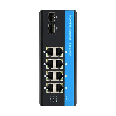 Switch Gigabit Fibra Industrial 8 Portas SFP Uplinks 1G Downlink de Rede CE Montado em DIN