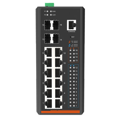 Industrial L3 Gerenciado TSN Ethernet Switch 16 Port 10G Fiber Uplink IEEE 1588v2 DIN Rail
